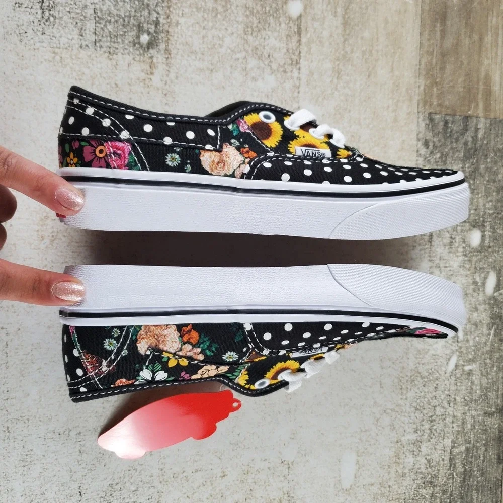 Vans Authentic Kids Shoes Sz 3 Athletic Sunflower Black Yellow Lace Up Sneakers
